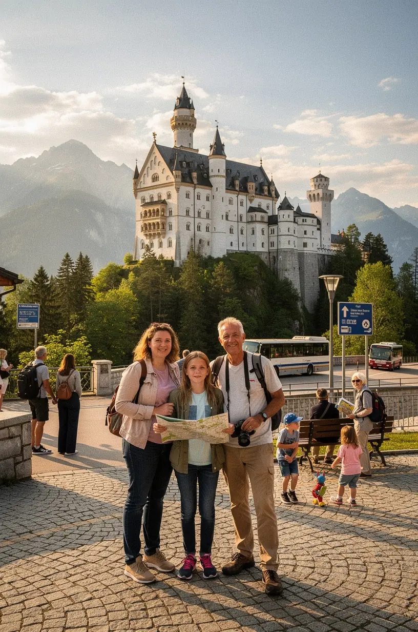 Nahaufnahme eines Zugfahrplans mit Verbindungen zu touristischen Highlights und Naturparks